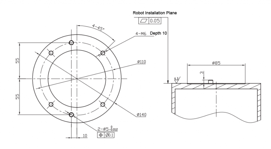 R3-0623S Габаритные размеры, размеры основания и торцевого фланца №4.png