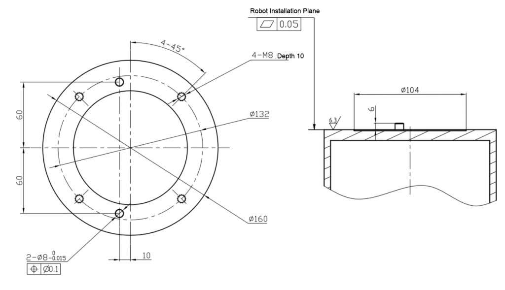 R6-093S Габаритные размеры, размеры основания и торцевого фланца №4.png